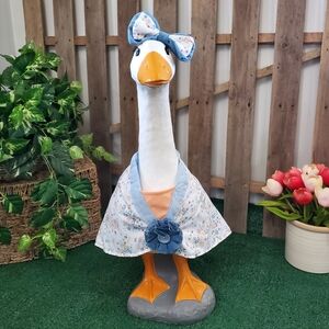 Large Porch Goose Cape/ Outfitfit With Bow Blue/ White Floral Print Homemade